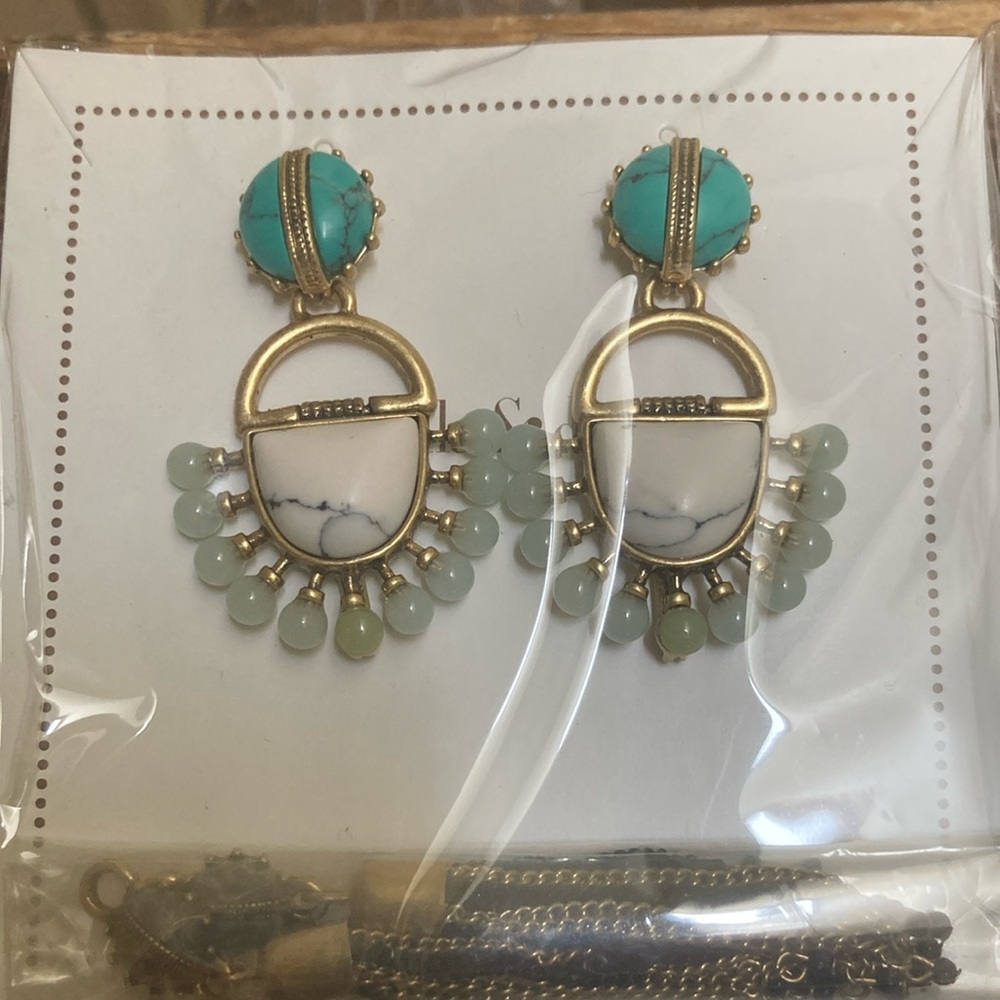 Elegant Gold and Turquoise Earrings